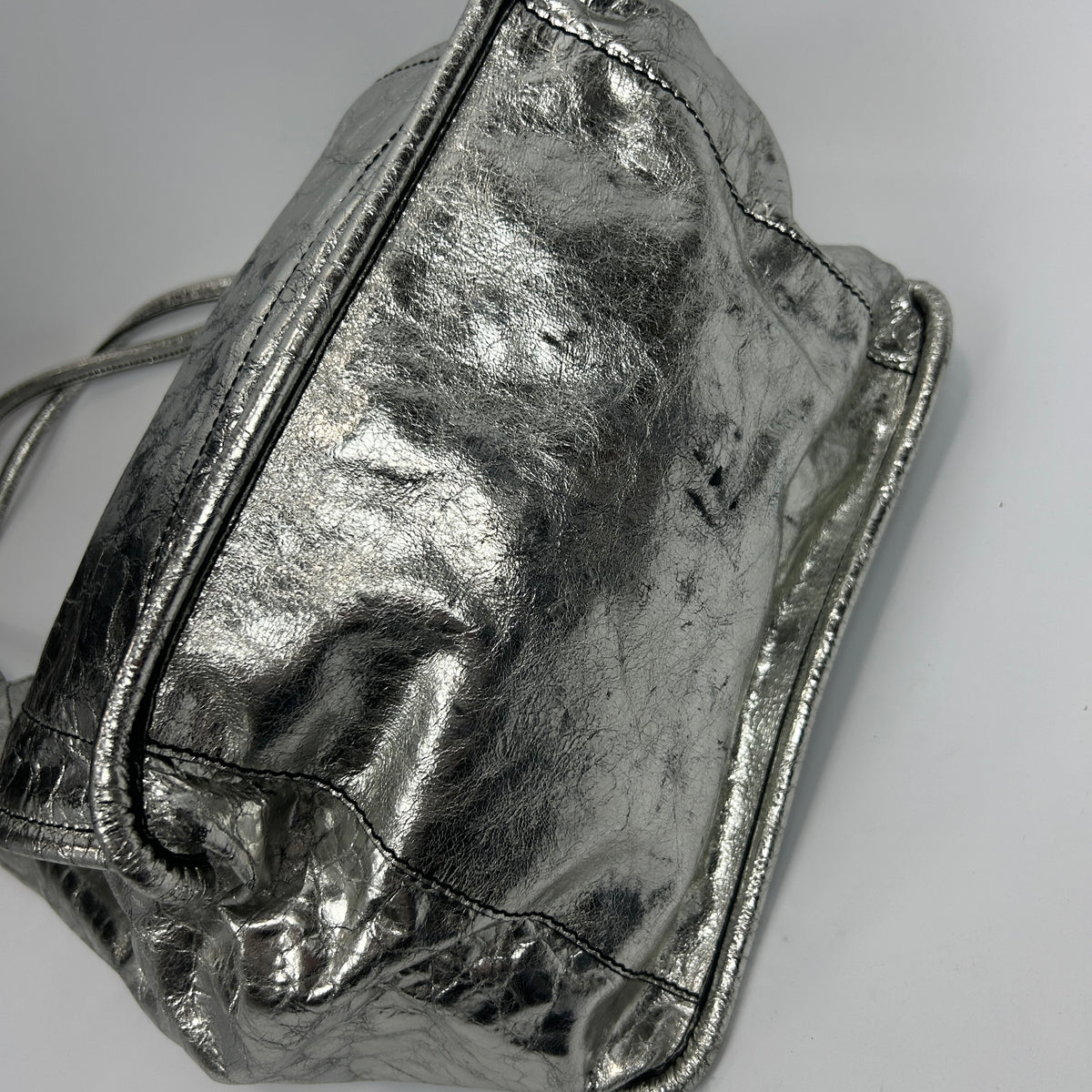 Proenza Schouler Silver Crinkle Leather Tote Bag