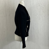 McQ Alexander McQueen Brand New $699 Black Fleece Wool Biker Jacket XXS/XS