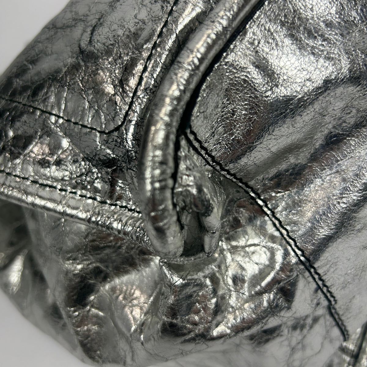 Proenza Schouler Silver Crinkle Leather Tote Bag