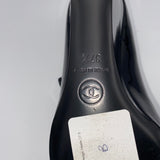 Chanel Brand New £1200 Black Patent Pointed Maryjane Wedge Heels 37.5