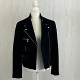 McQ Alexander McQueen Brand New $699 Black Fleece Wool Biker Jacket XXS/XS