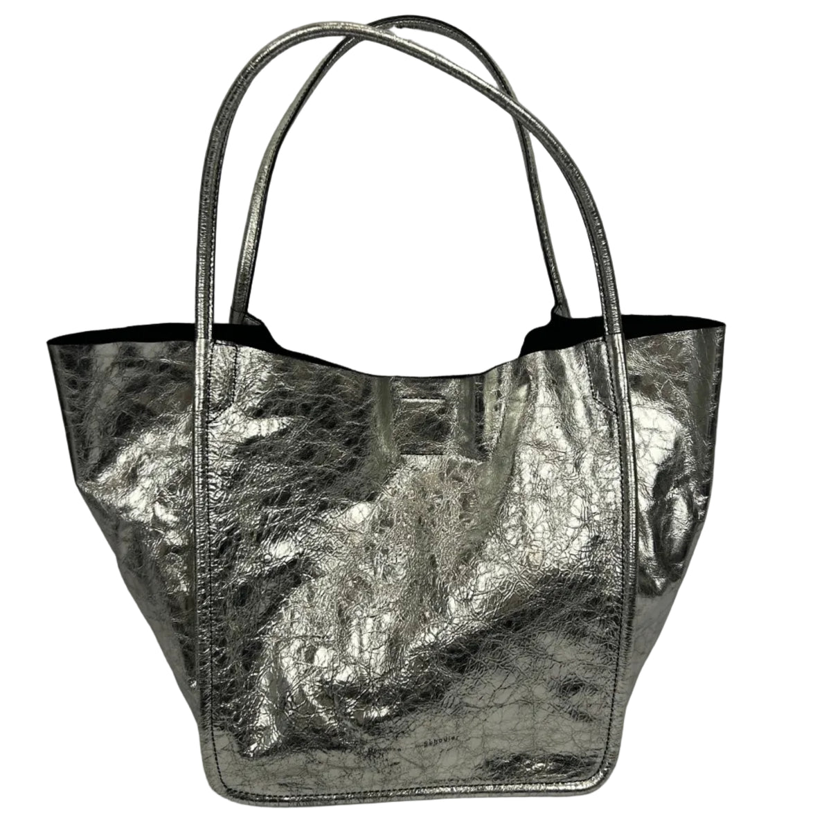 Proenza Schouler Silver Crinkle Leather Tote Bag