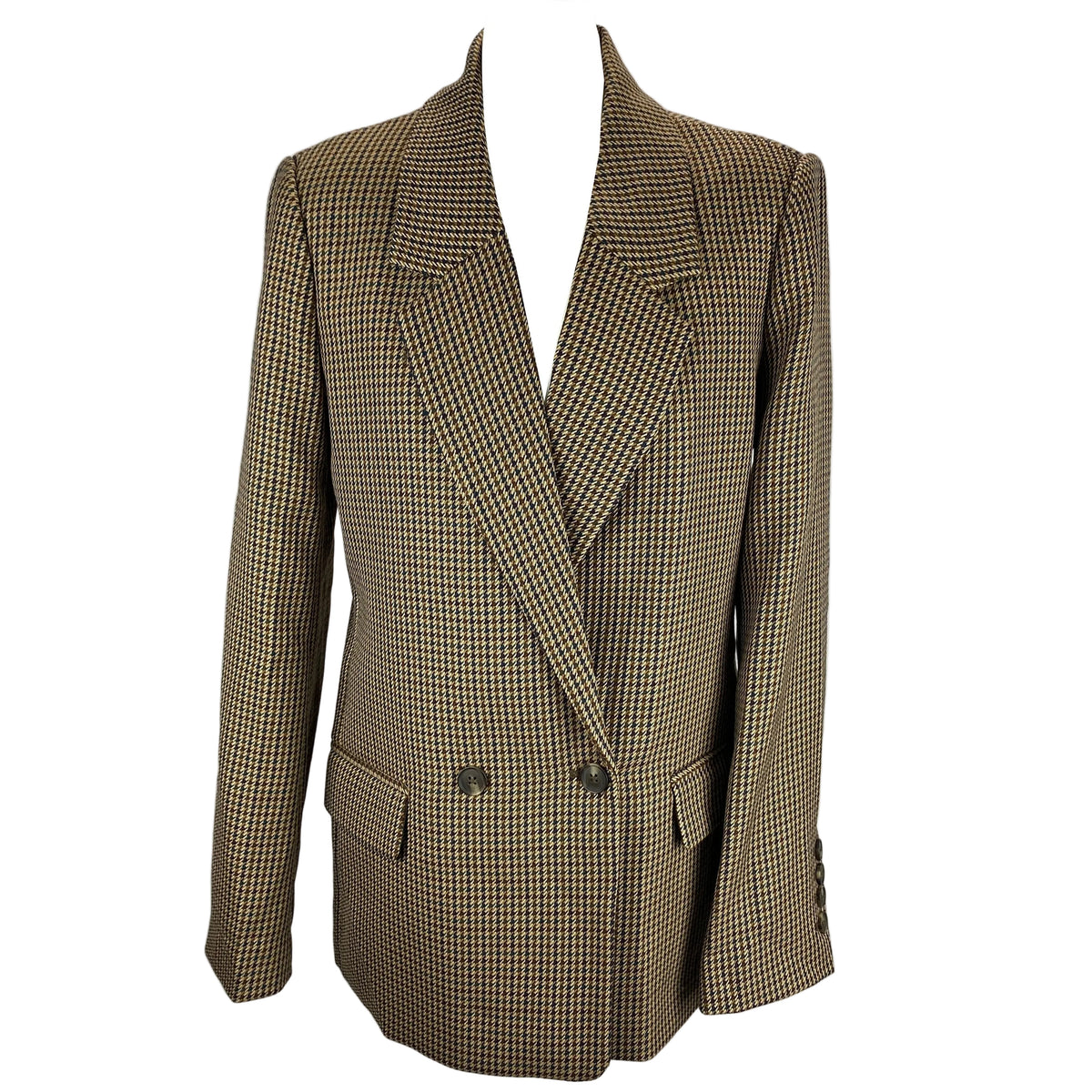 Paige New Camel & Tan Check Tweed Blazer M