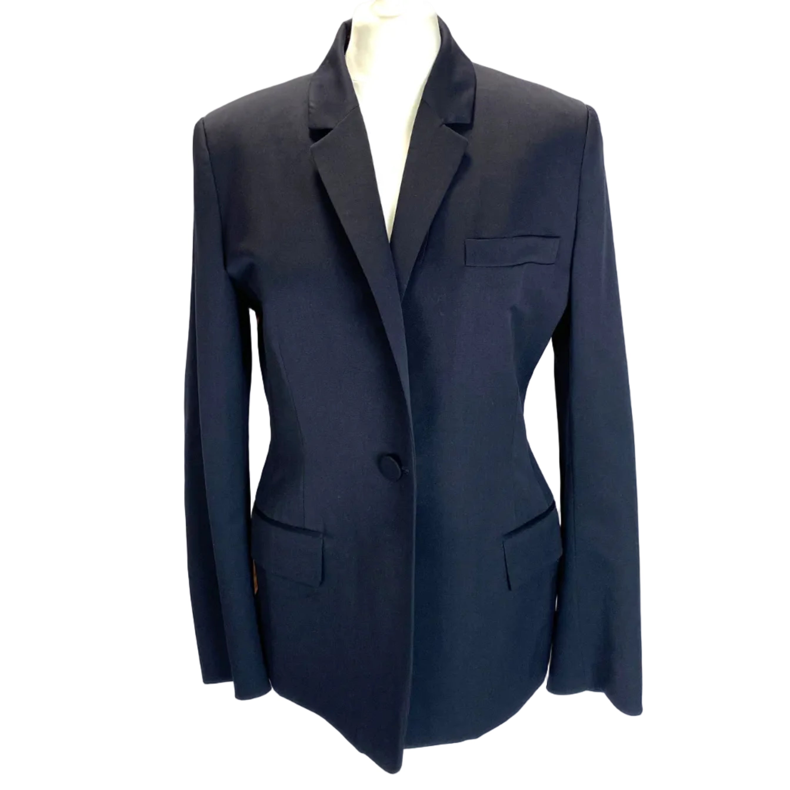 Roksanda Navy & Nude Wool Single Button Blazer L