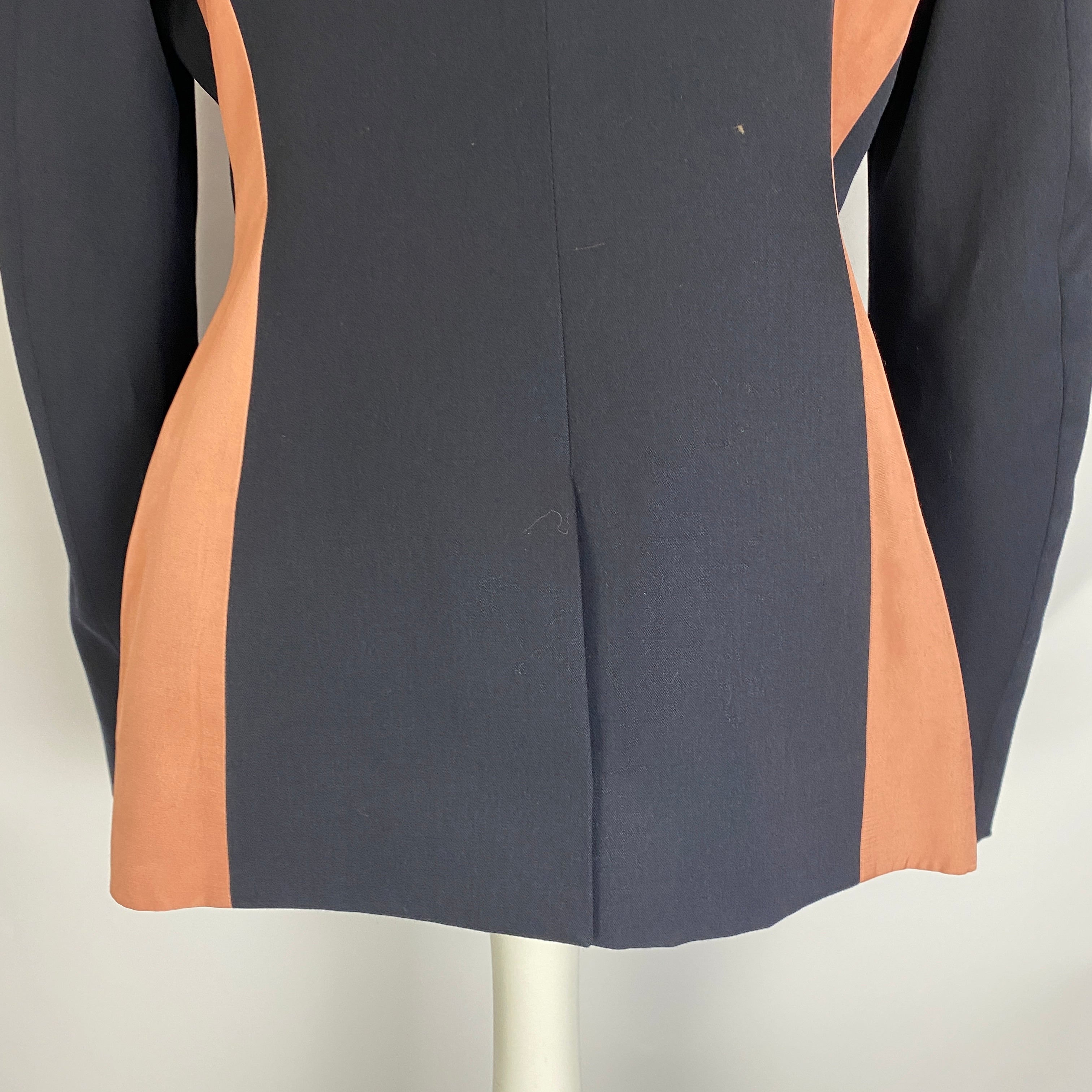 Roksanda Navy & Nude Wool Single Button Blazer L