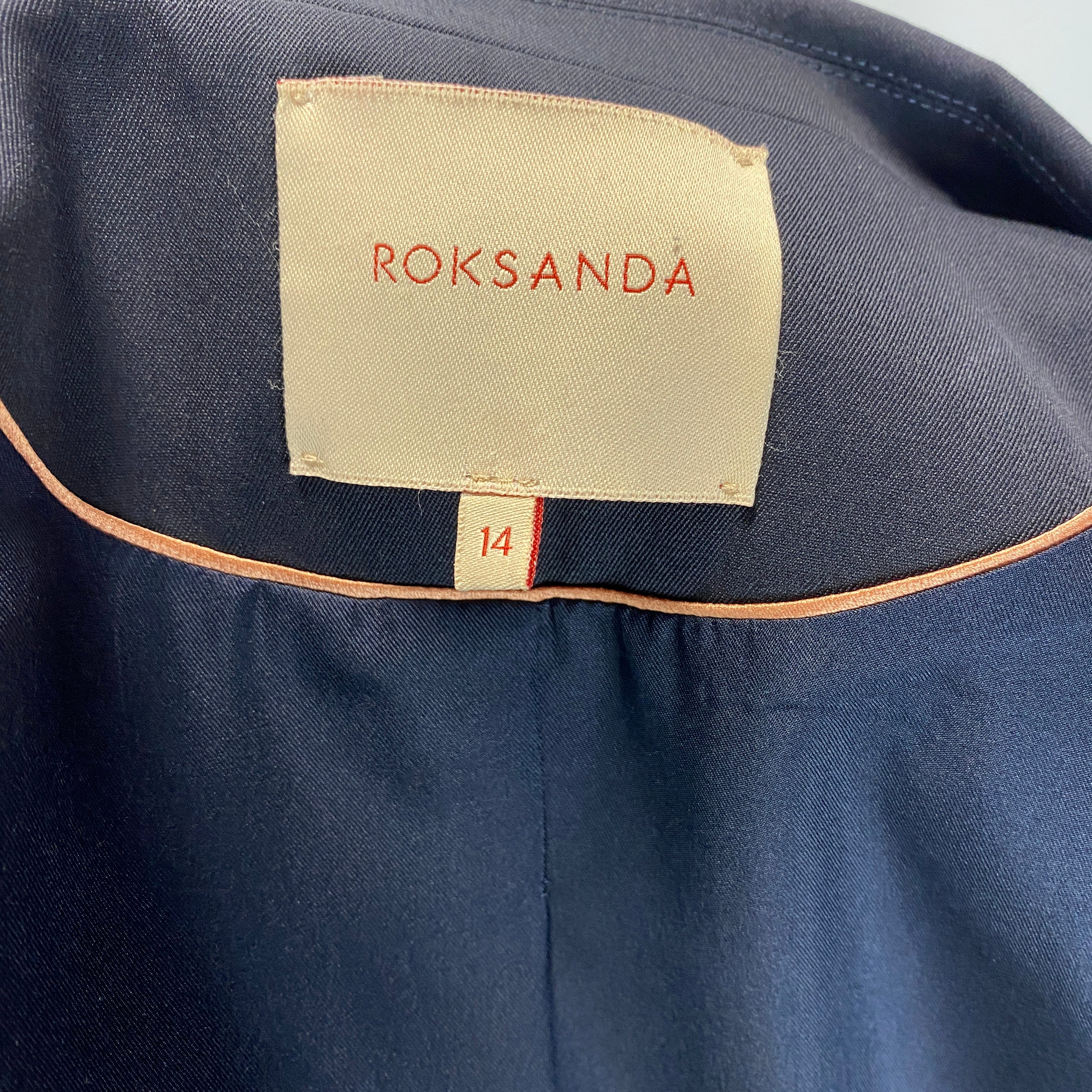 Roksanda Navy & Nude Wool Single Button Blazer L