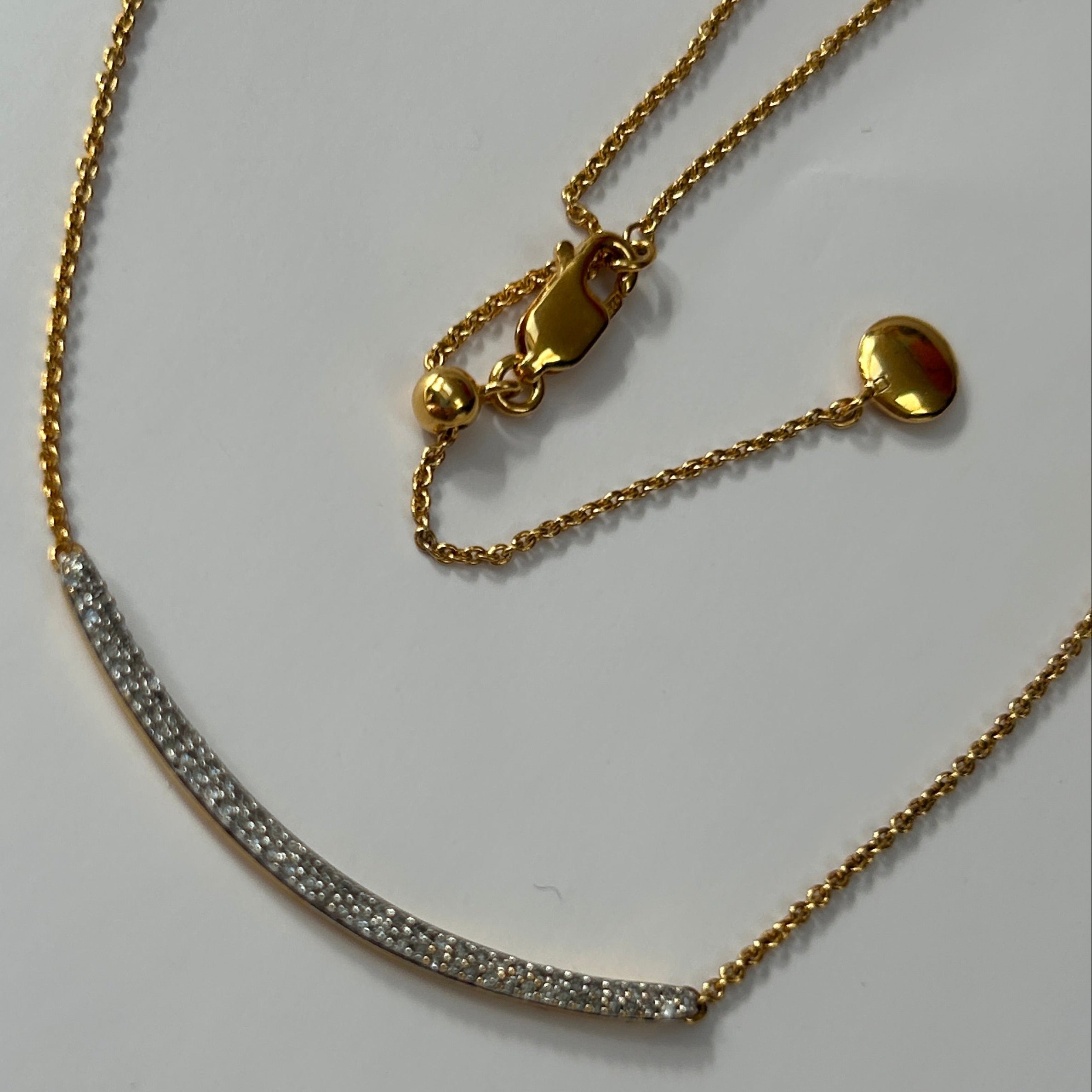Monica Vinader £498 Gold Skinny Curve Diamond Necklace