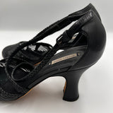 Bottega Veneta Navy Intrecciato Leather Heels 38.5