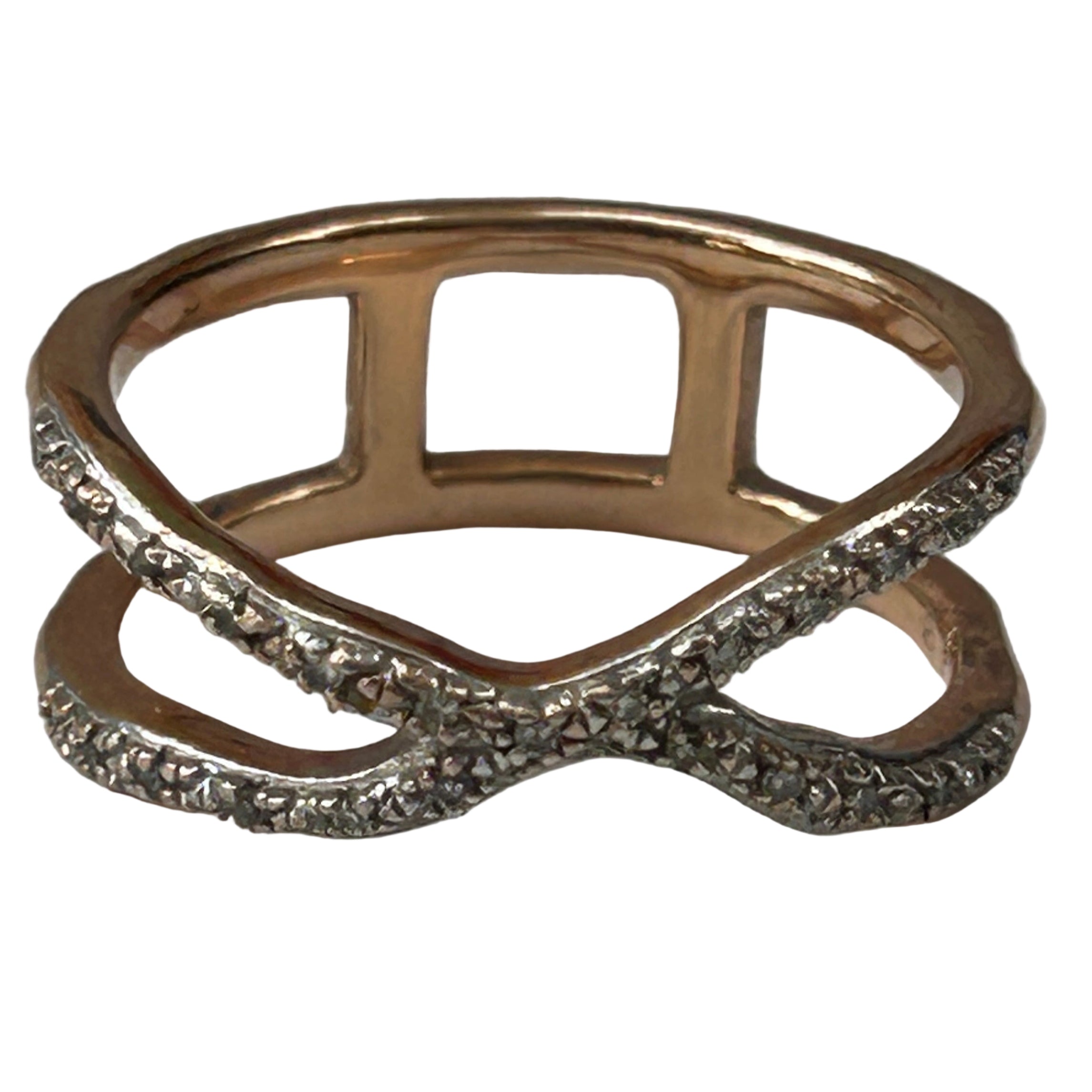 Monica Vinader £250 Gold Vermeil Riva Wave Cross Ring