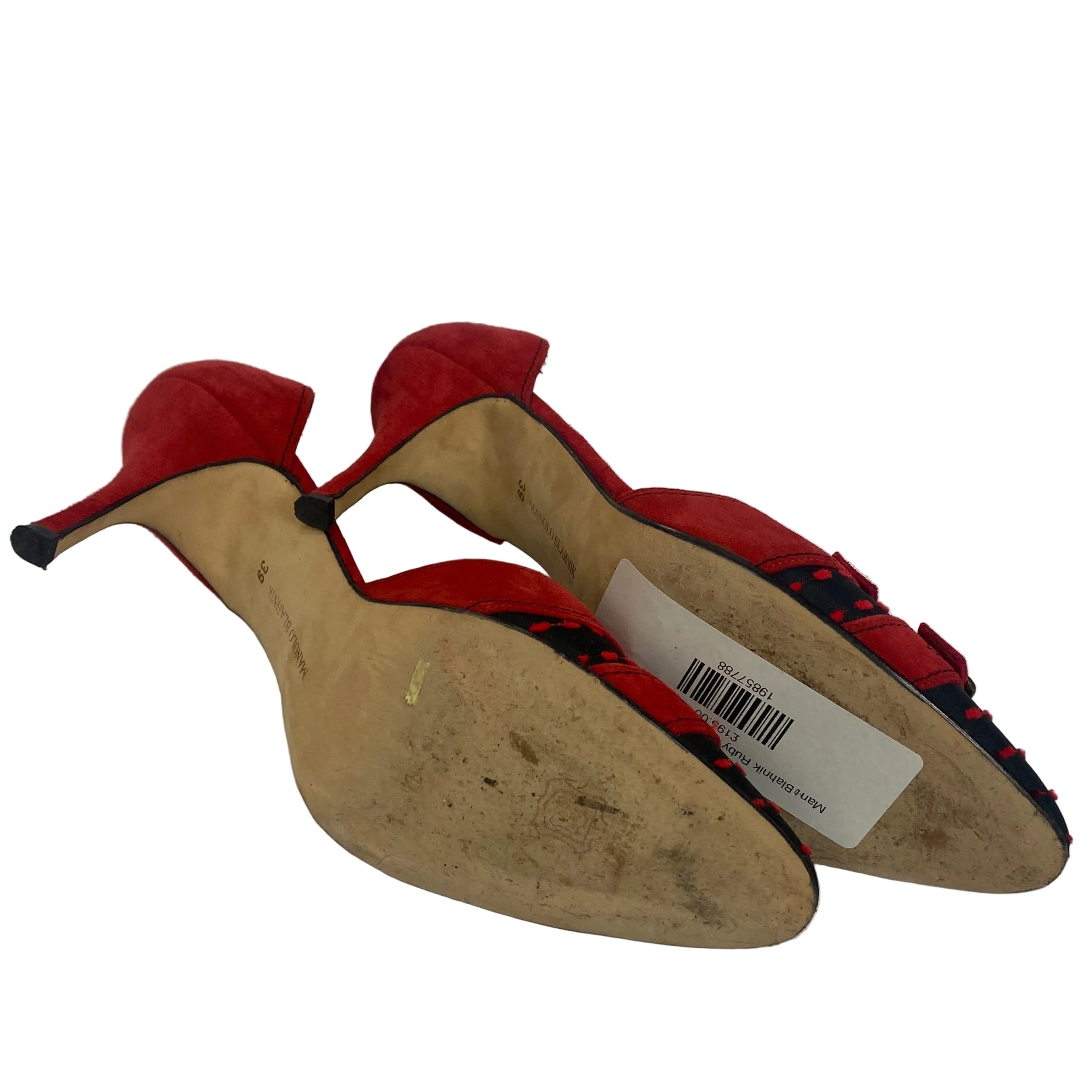 Manolo Blahnik Ruby & Black D'Orsay Heels 39