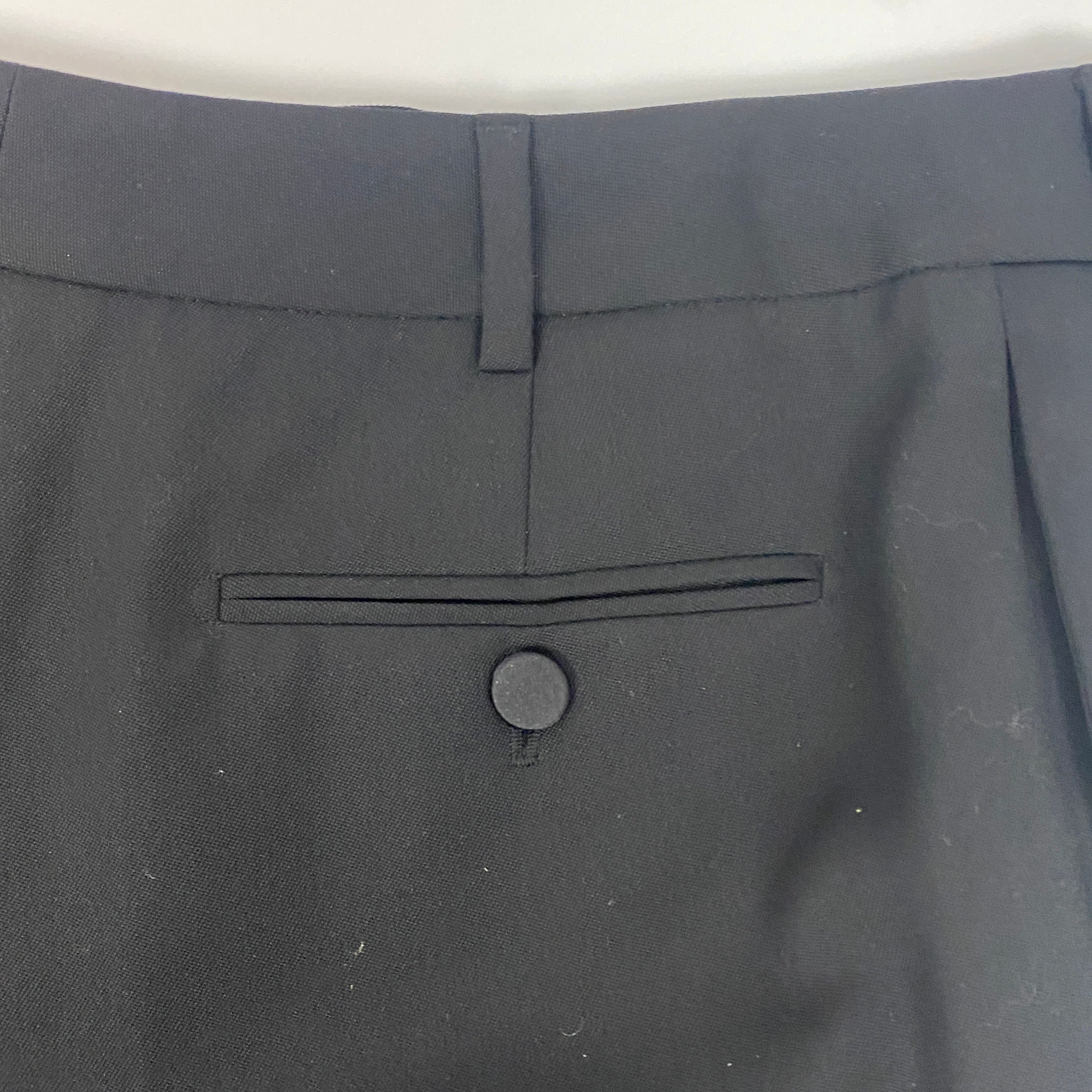 Saint Laurent New Black Wool Tapered Tuxedo Pants S
