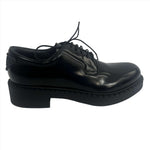 Prada £890 Black Brushed Leather Derby Shoes 41