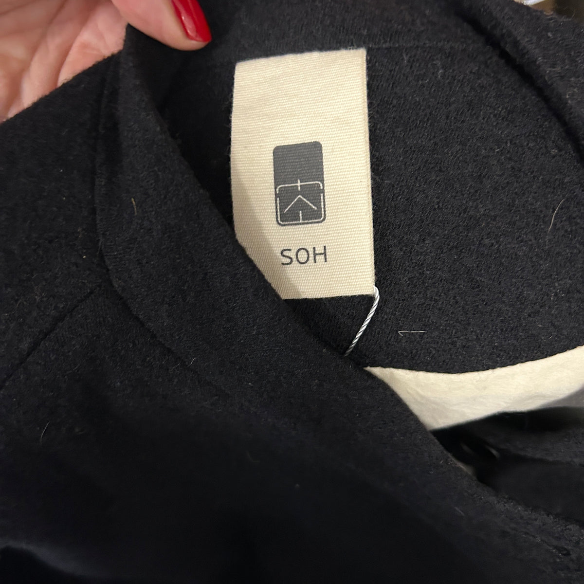 SOH £900 Black Textured Wool Mix Swing Jacket L-XXL