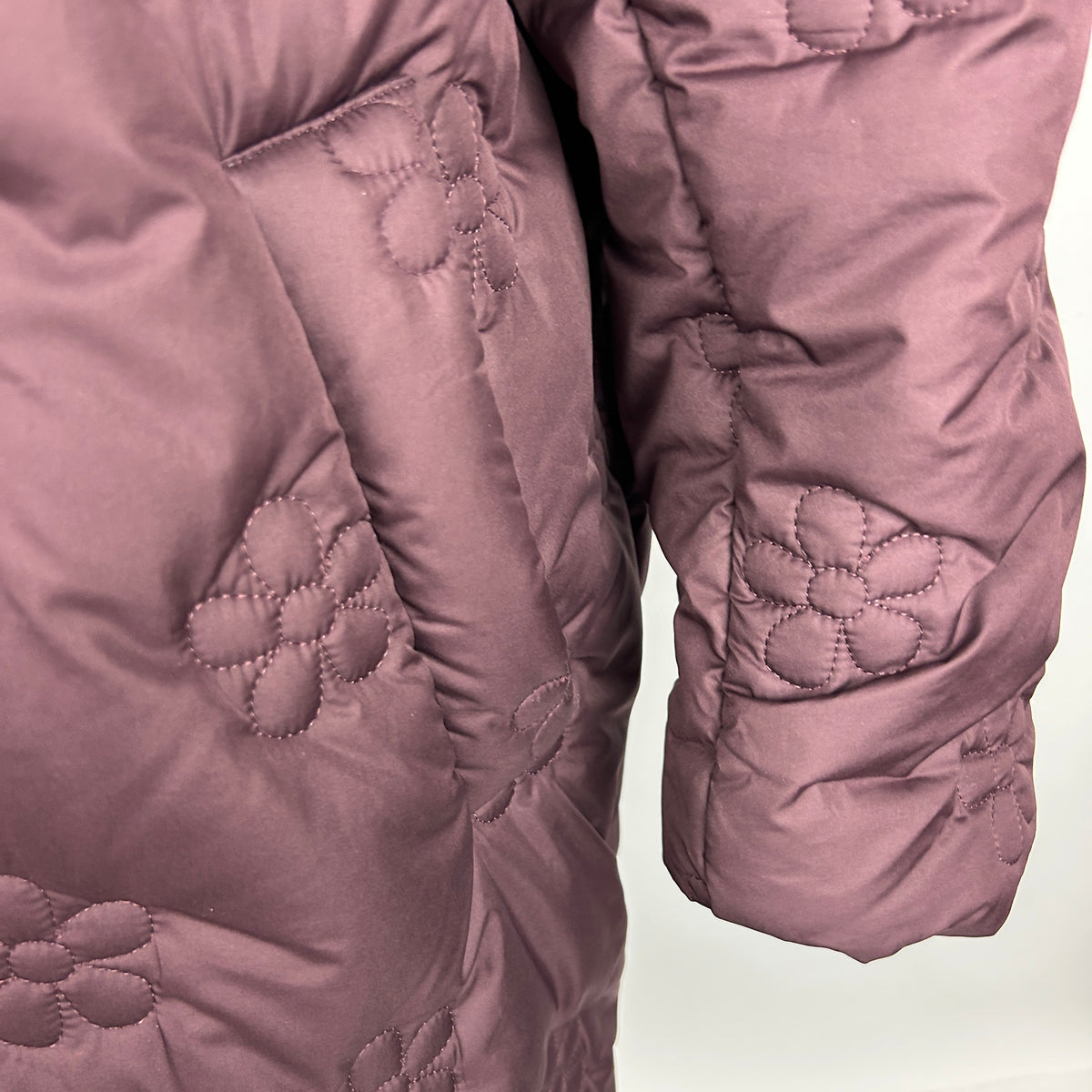 Eleph New £875 Aubergine Flower Puff Long Coat XS-S