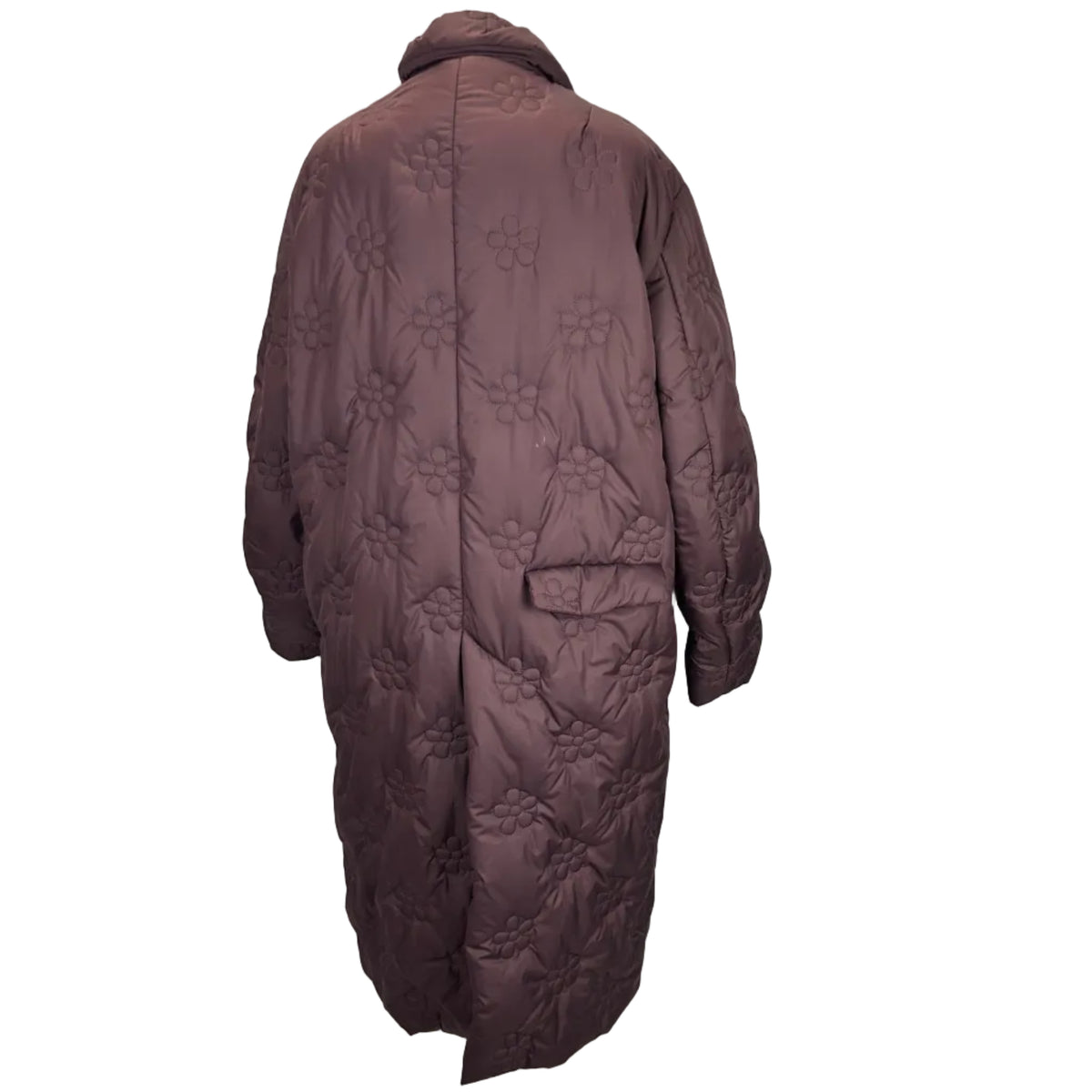Eleph New £875 Aubergine Flower Puff Long Coat XS-S