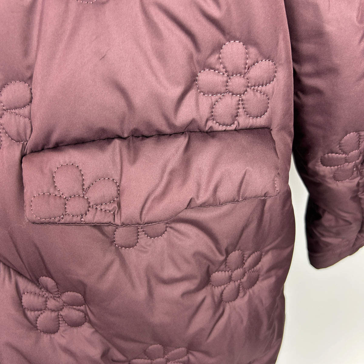 Eleph New £875 Aubergine Flower Puff Long Coat XS-S