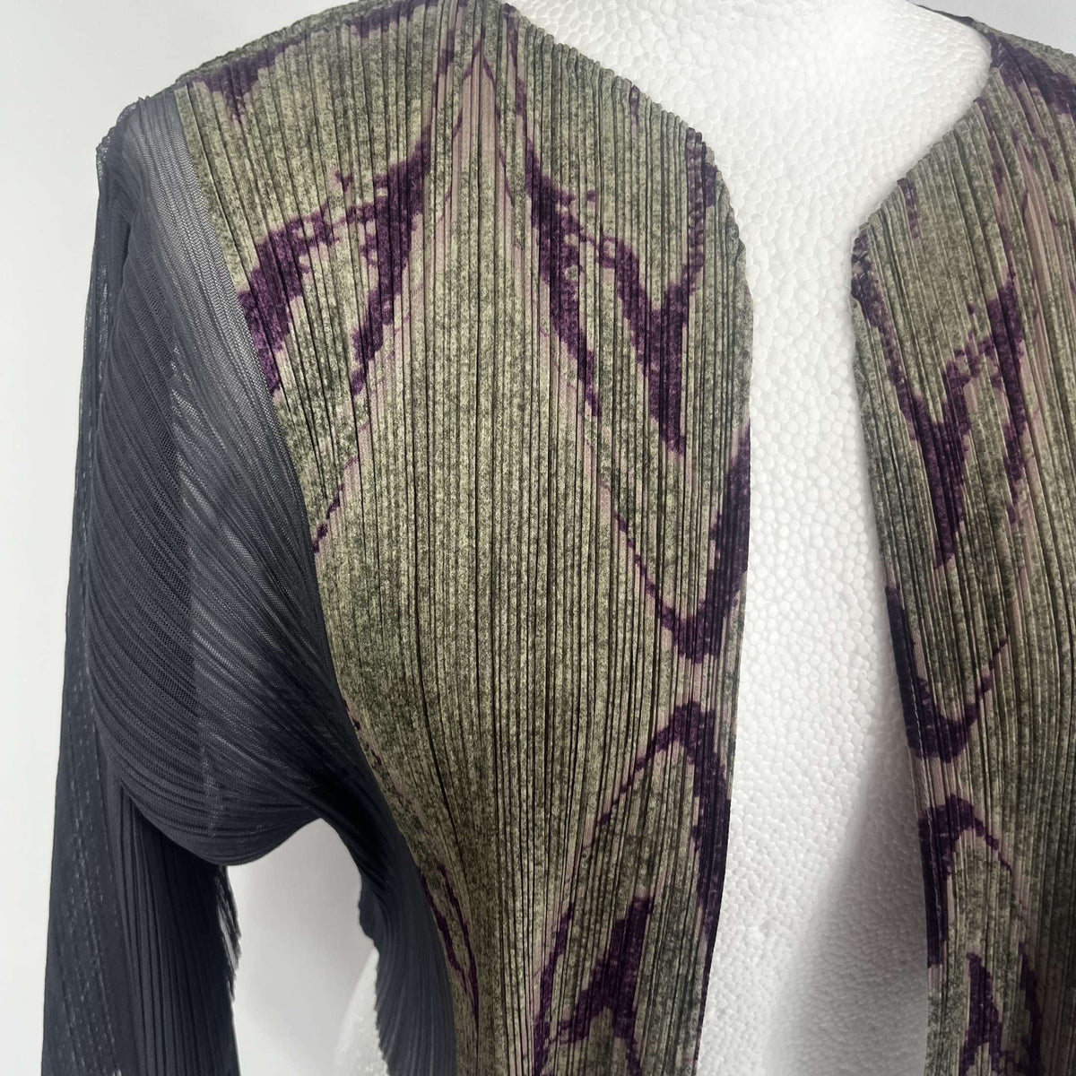 Pleats Please Violet & Grey Print Pleat Cardi Jacket XS/S/M/L/XL