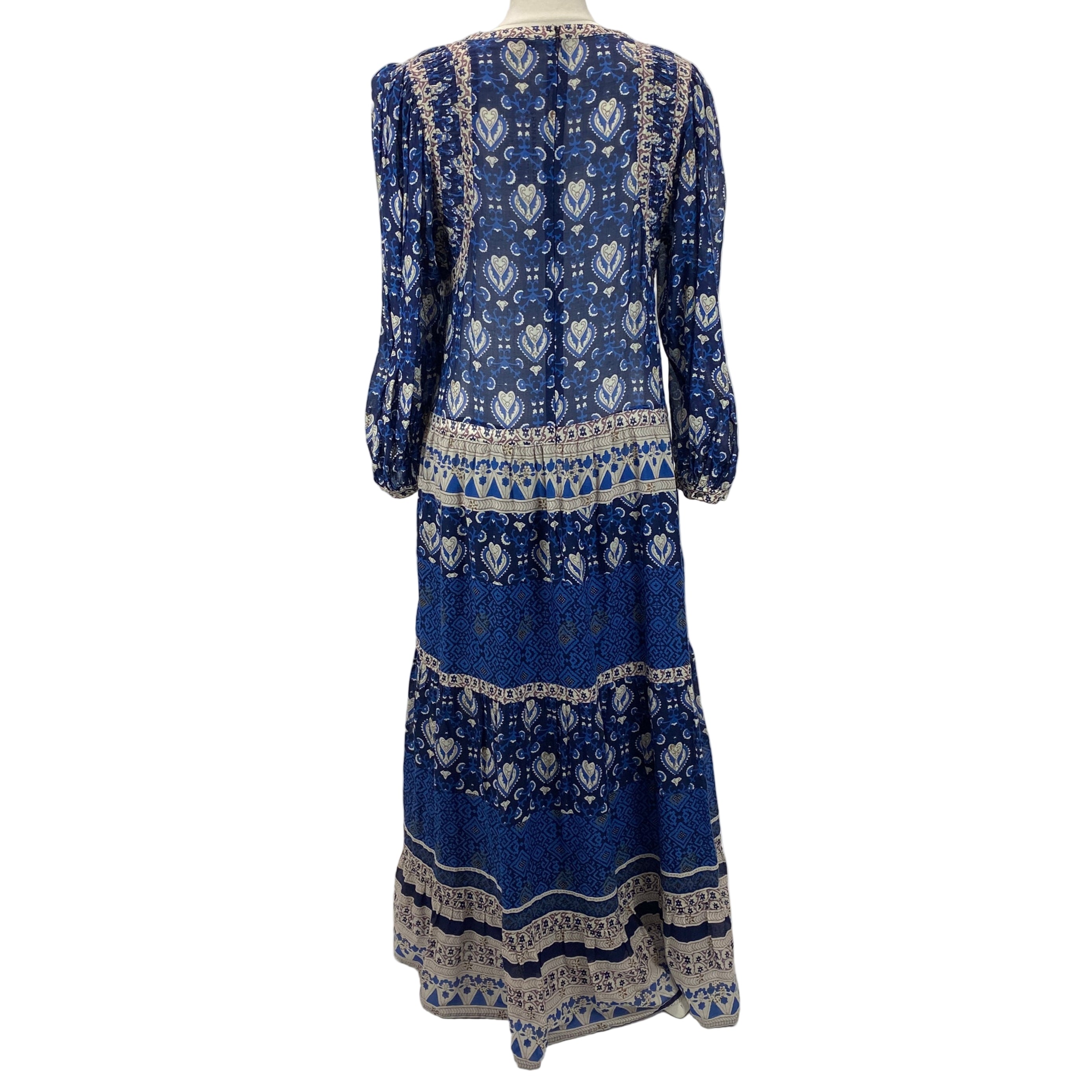 Sea New York Blue Print Balloon Sleeve Maxi Dress S