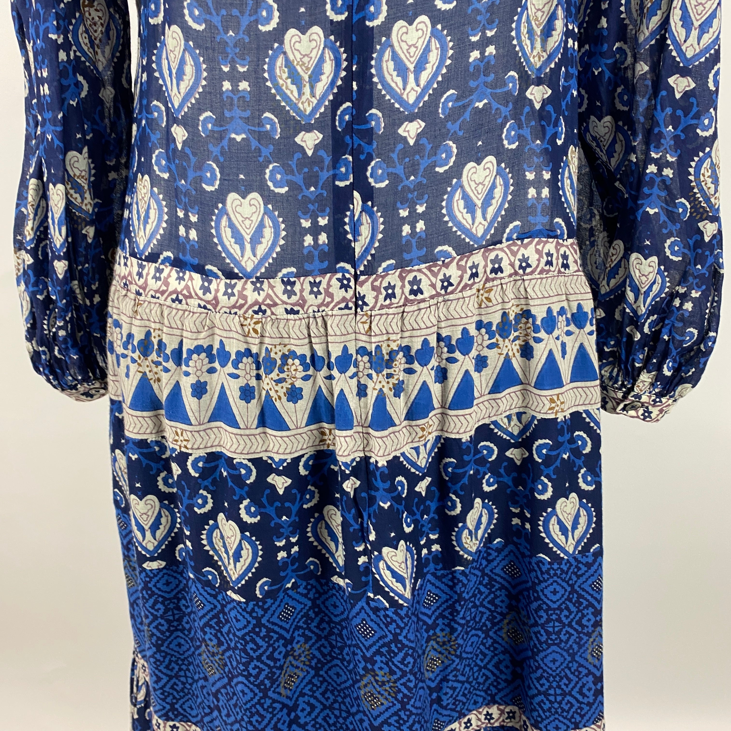 Sea New York Blue Print Balloon Sleeve Maxi Dress S