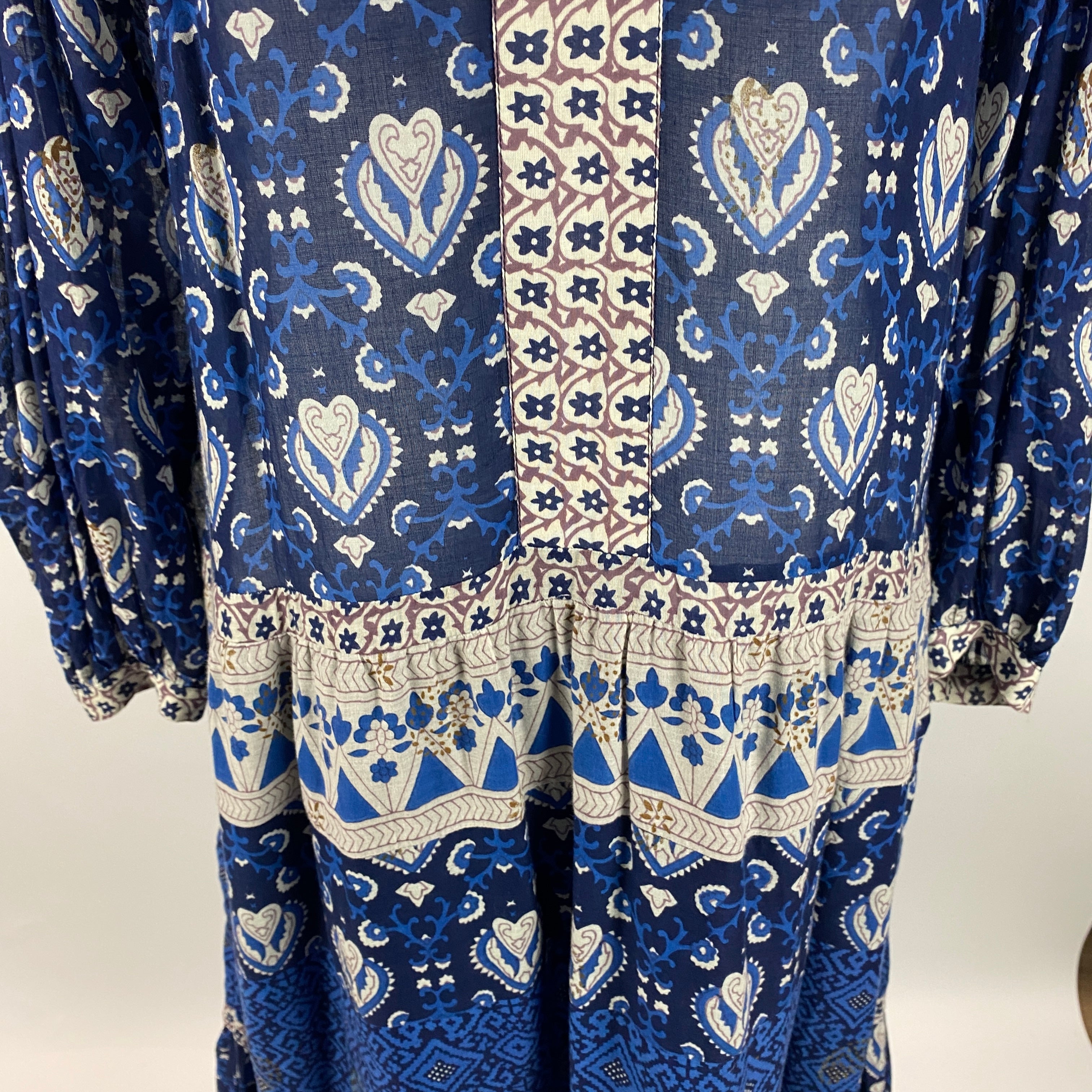 Sea New York Blue Print Balloon Sleeve Maxi Dress S