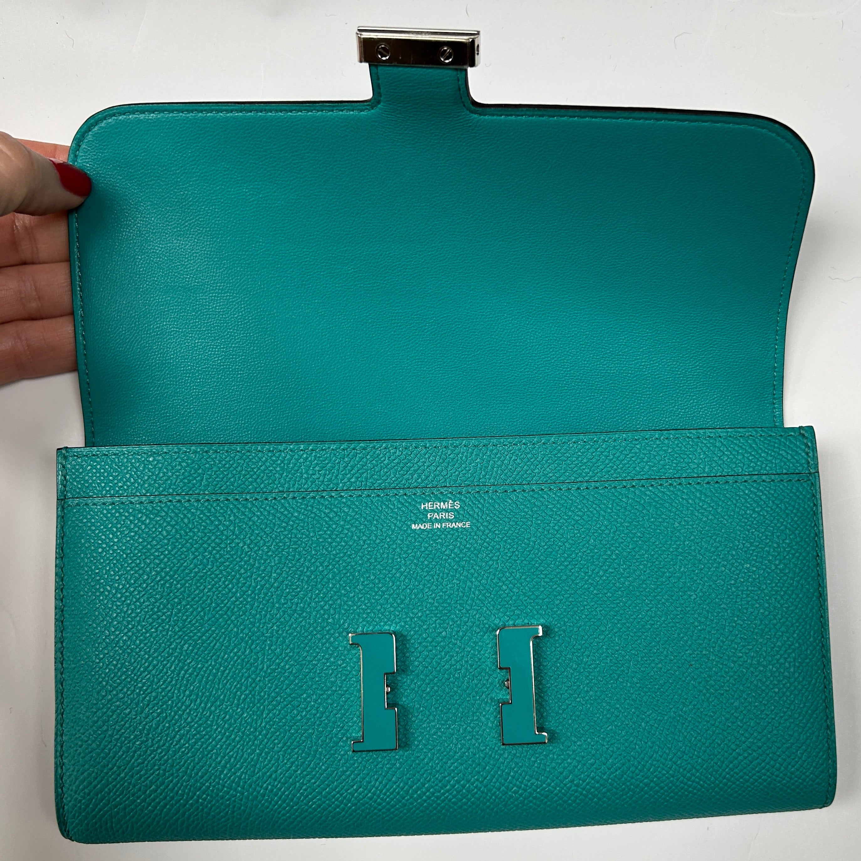 Hermes New Paon Blue Epsom Long Constance Wallet