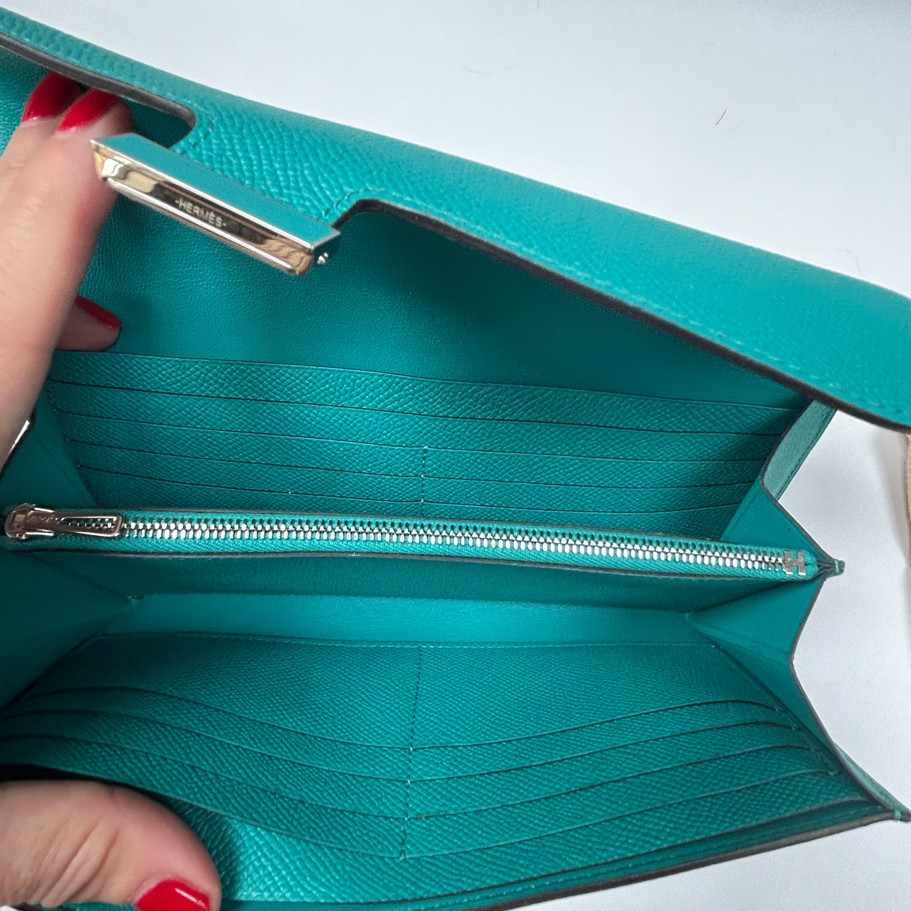 Hermes New Paon Blue Epsom Long Constance Wallet