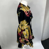 Etro Black Floral  Printed Silk Chiffon Midi Dress S