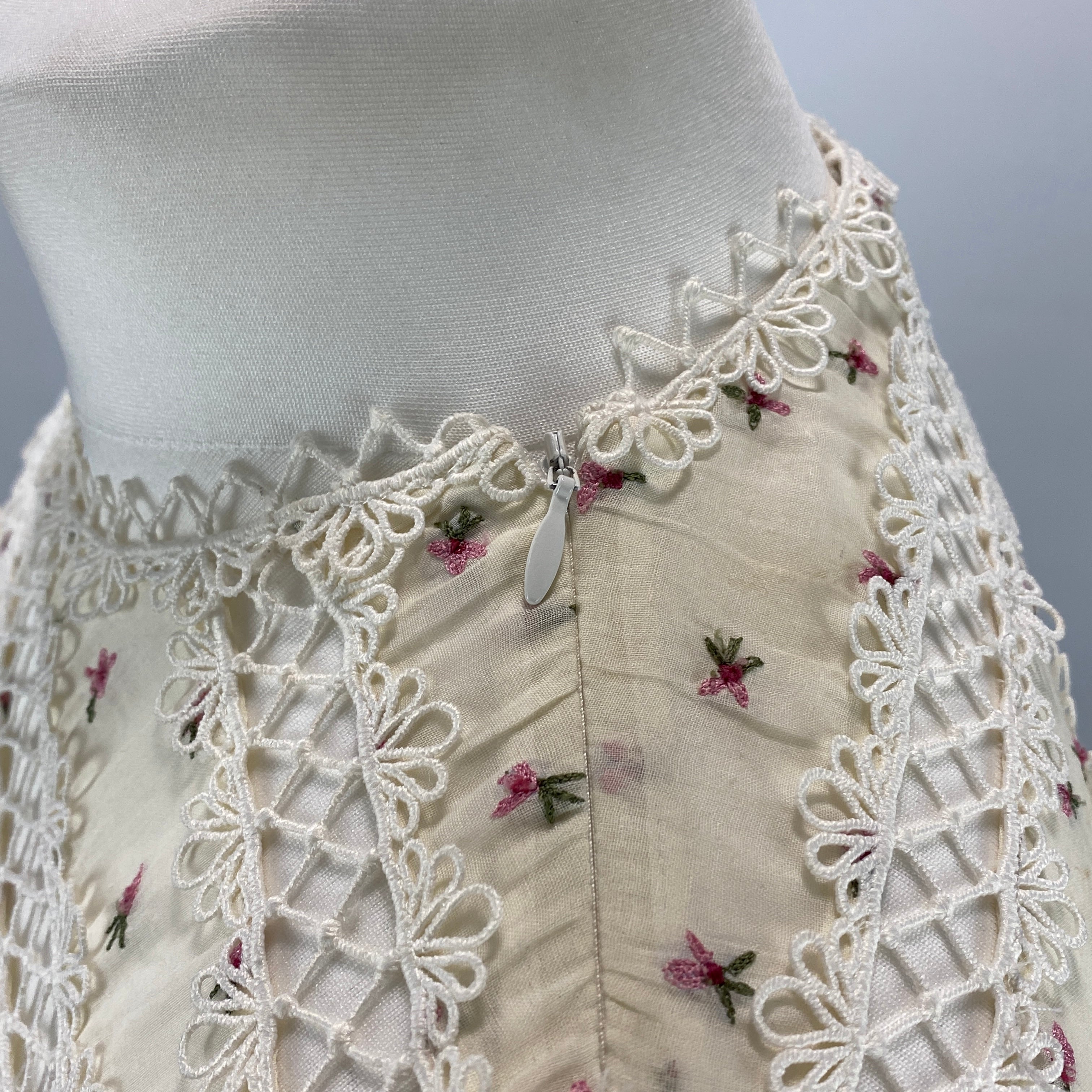 Zimmermann £1800 Ivory Embroidered Cotton Organza Mini Dress S