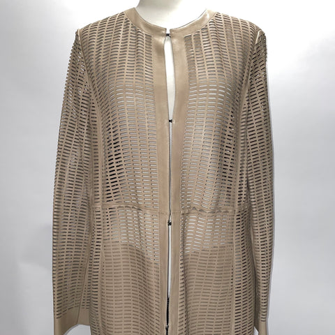 Drome Taupe Laser Cut Leather Coat M