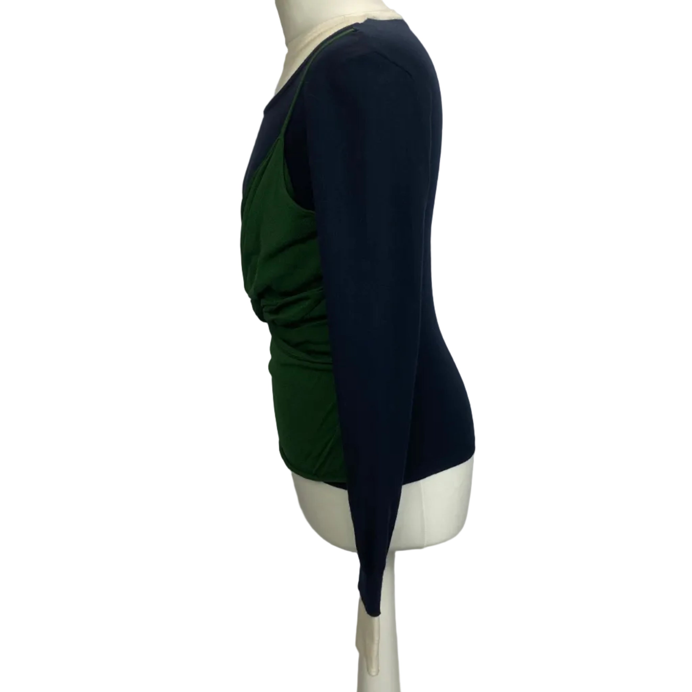 JW Anderson New Navy Emerald & Ivory 3-Layer Top S