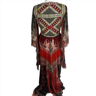 Etro Red Printed & Embellished Silk Chiffon Maxi Dress S