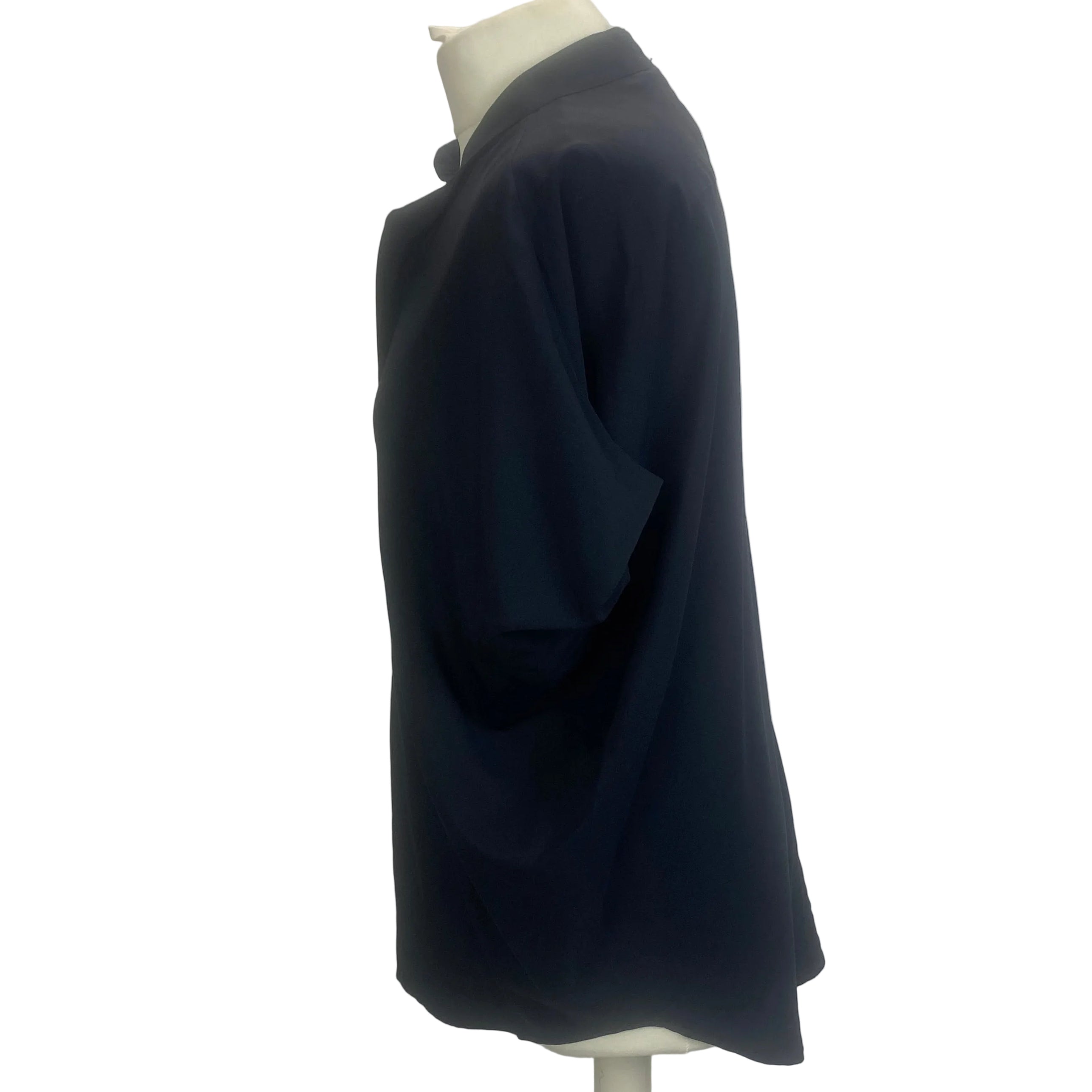 Zero + Maria Cornejo £492 Navy Stretch Silk Collarless Shirt XS