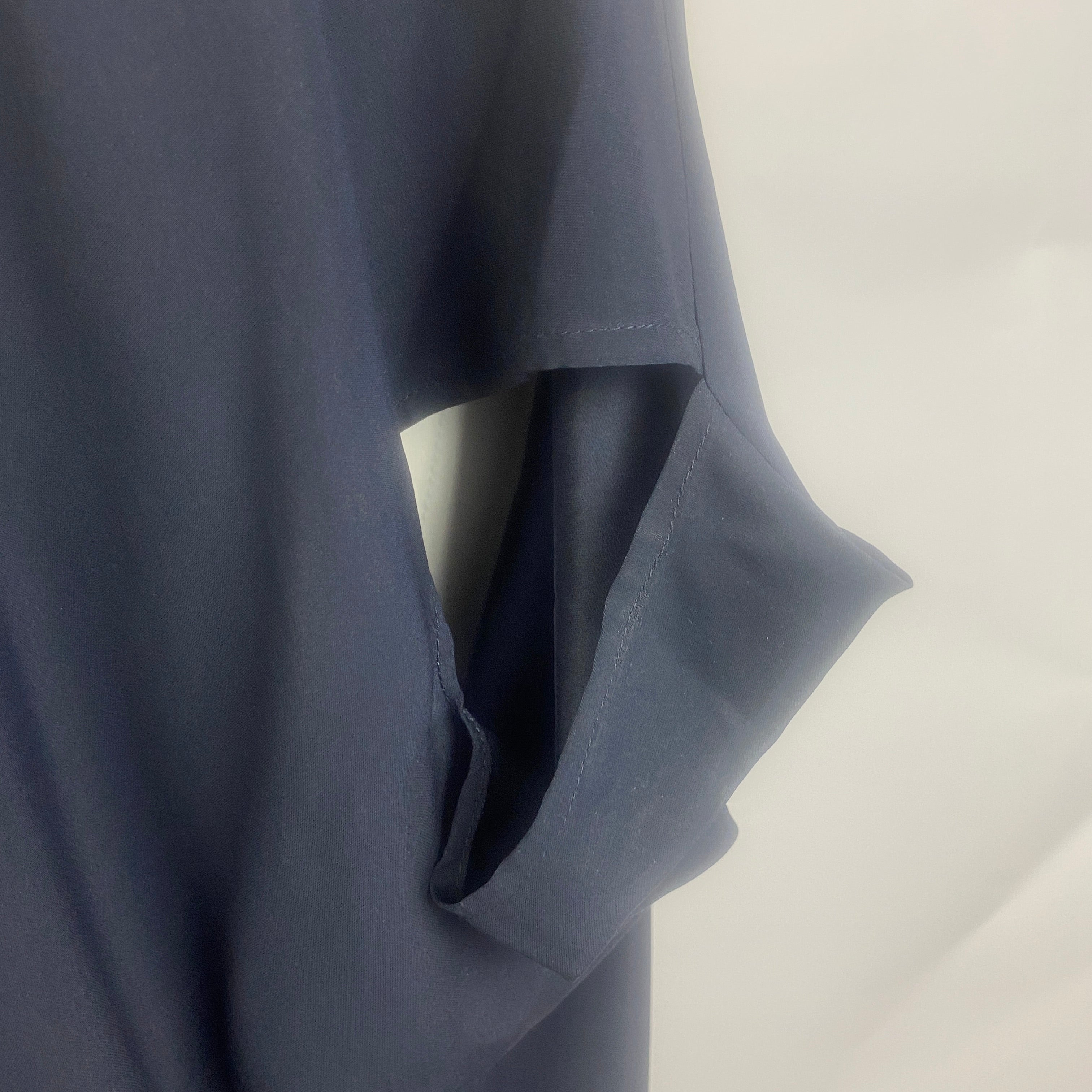 Zero + Maria Cornejo £492 Navy Stretch Silk Collarless Shirt XS