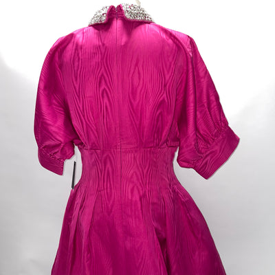 Rebecca Vallance Brand New £465 Magenta Taffeta Jewel Collar Dress M