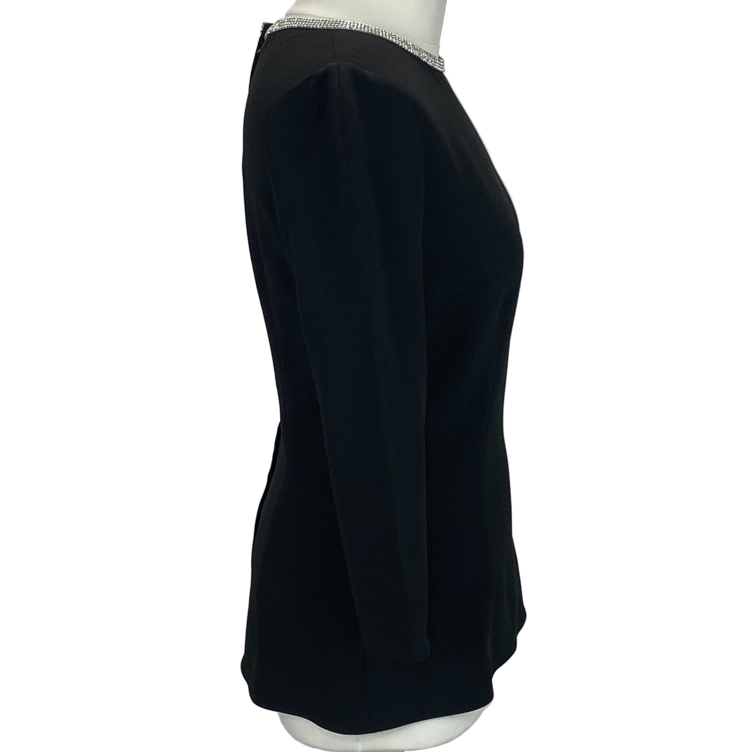 Dolce & Gabbana Black Crepe Top with Crystal Trim M