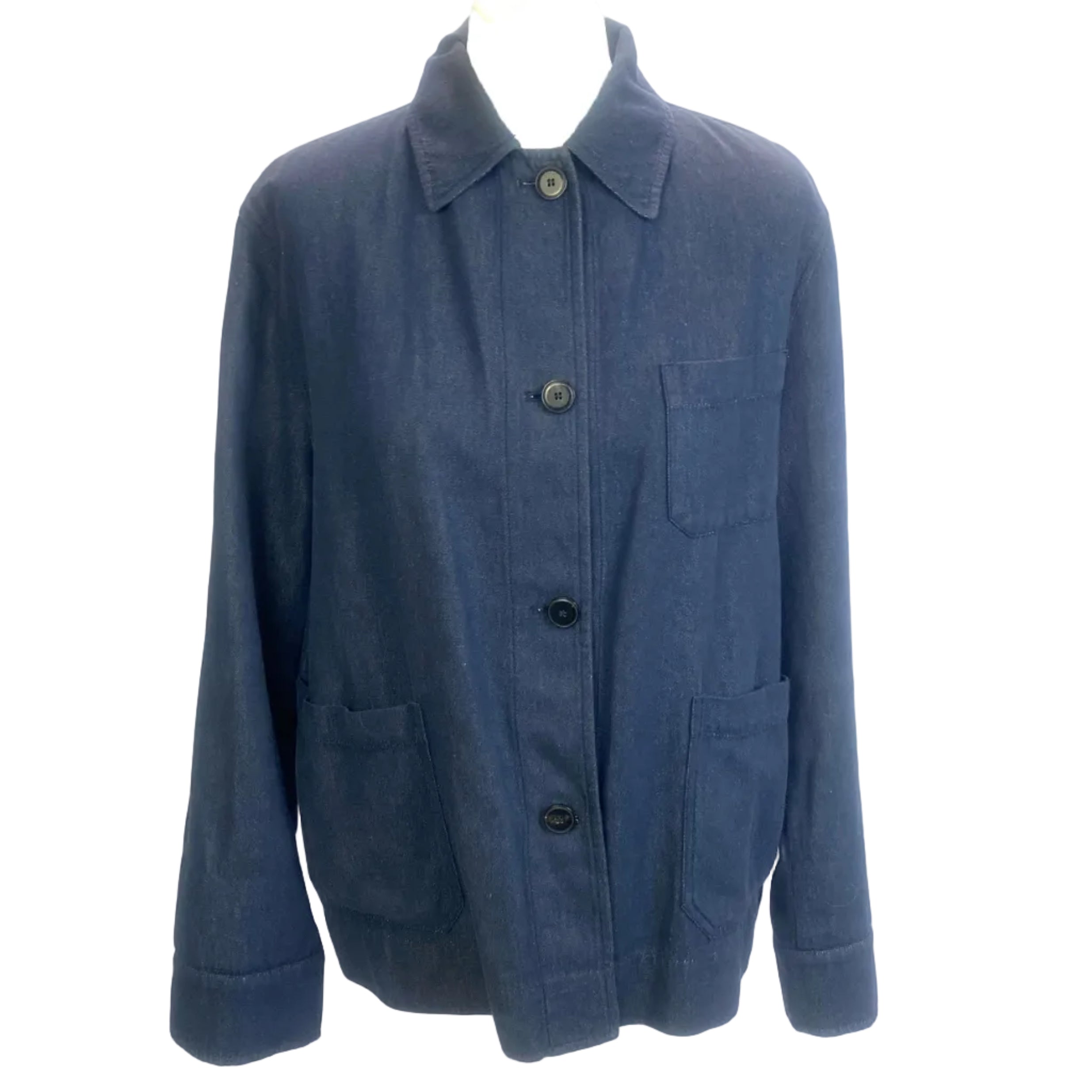 Pomandere £400 Navy Cotton & Linen Workmans Jacket XS