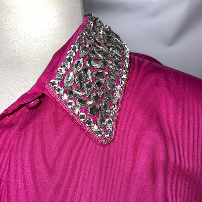 Rebecca Vallance Brand New £465 Magenta Taffeta Jewel Collar Dress M