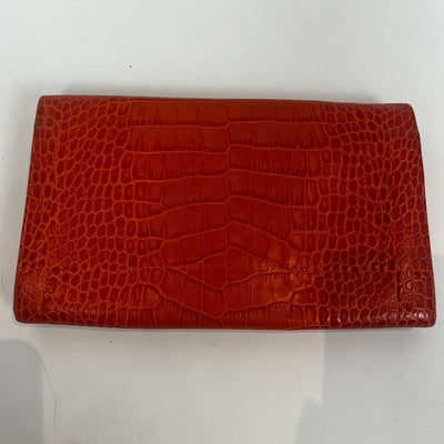 Smythson £425 Orange Leather Travel Case/Clutch Bag