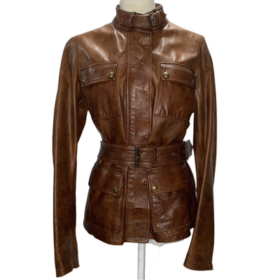 Belstaff £995 Vintaged Tan Leather Trailmaster Jacket S/M