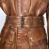 Belstaff £995 Vintaged Tan Leather Trailmaster Jacket S/M