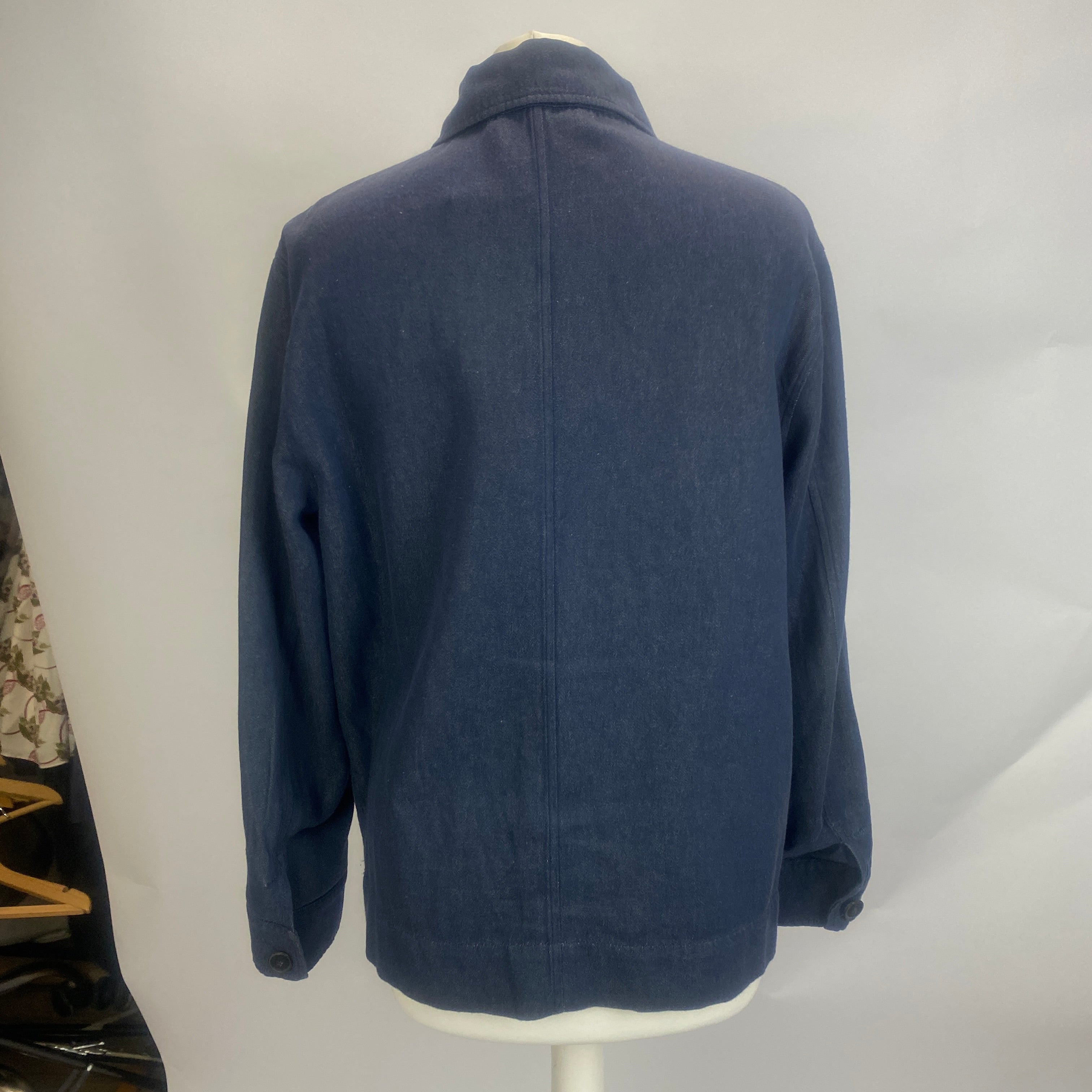 Pomandere £400 Navy Cotton & Linen Workmans Jacket XS