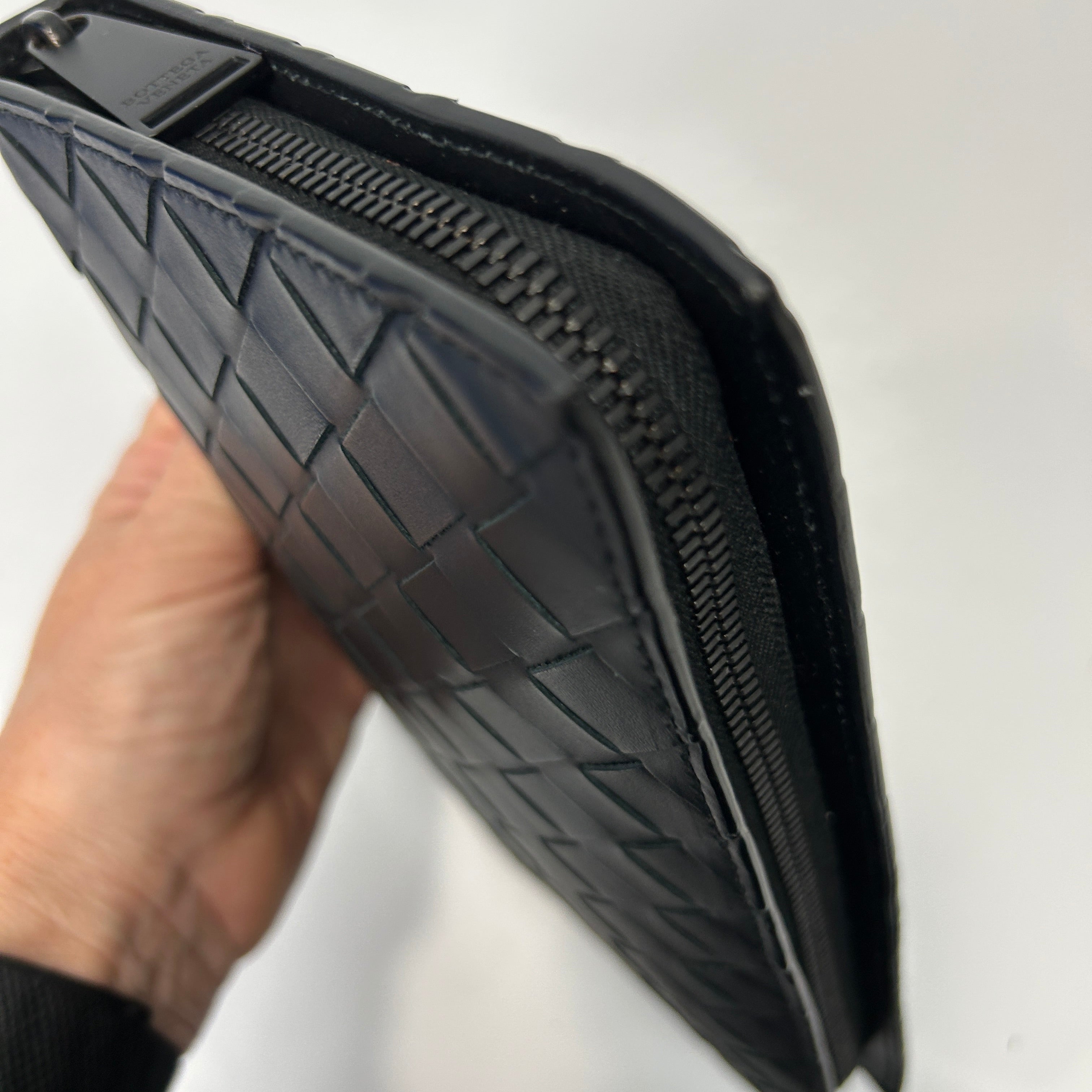 Bottega Veneta Black Intrecciato Long Wallet on a Handle