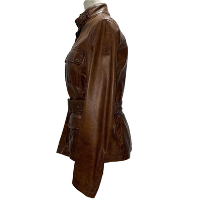 Belstaff £995 Vintaged Tan Leather Trailmaster Jacket S/M