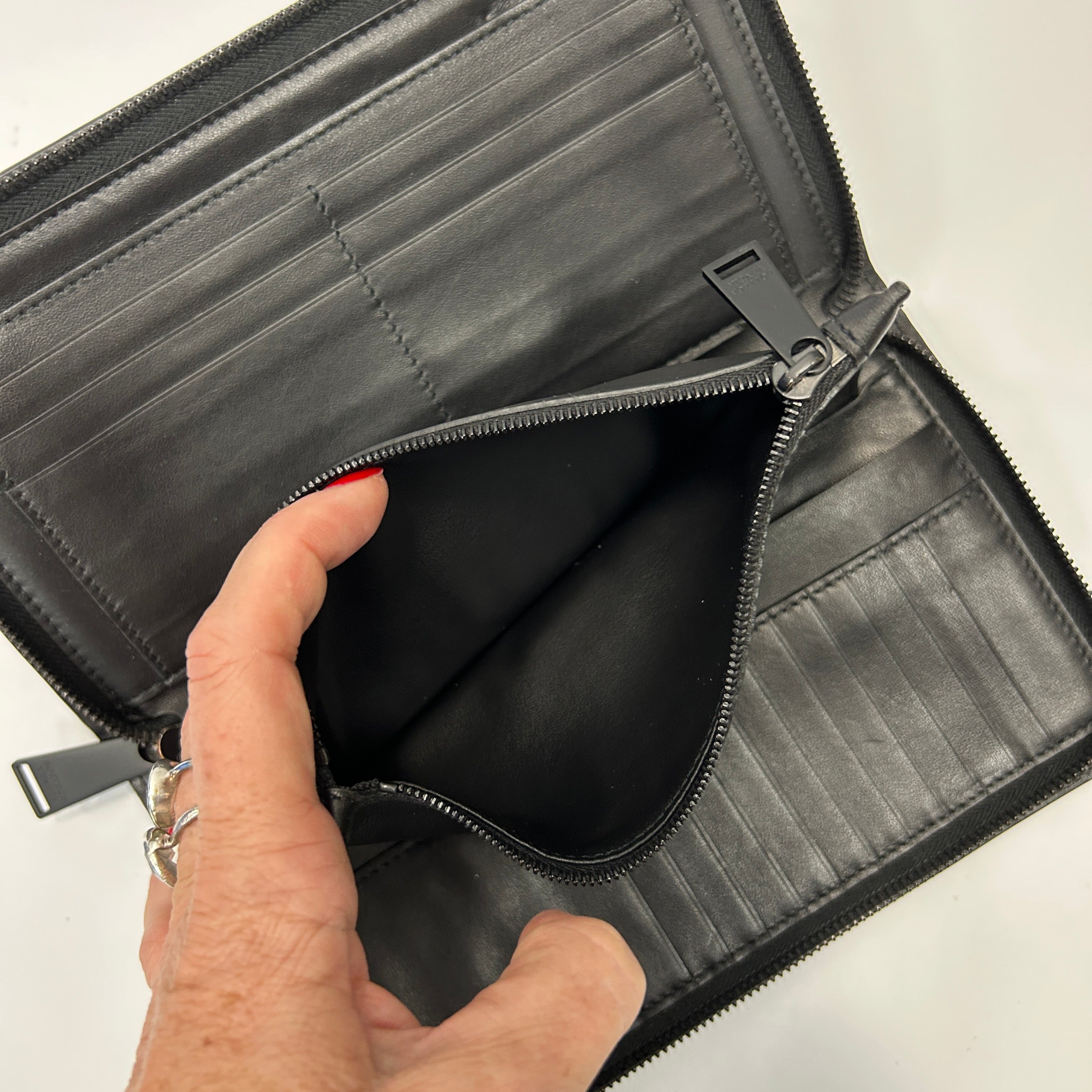 Bottega Veneta Black Intrecciato Long Wallet on a Handle