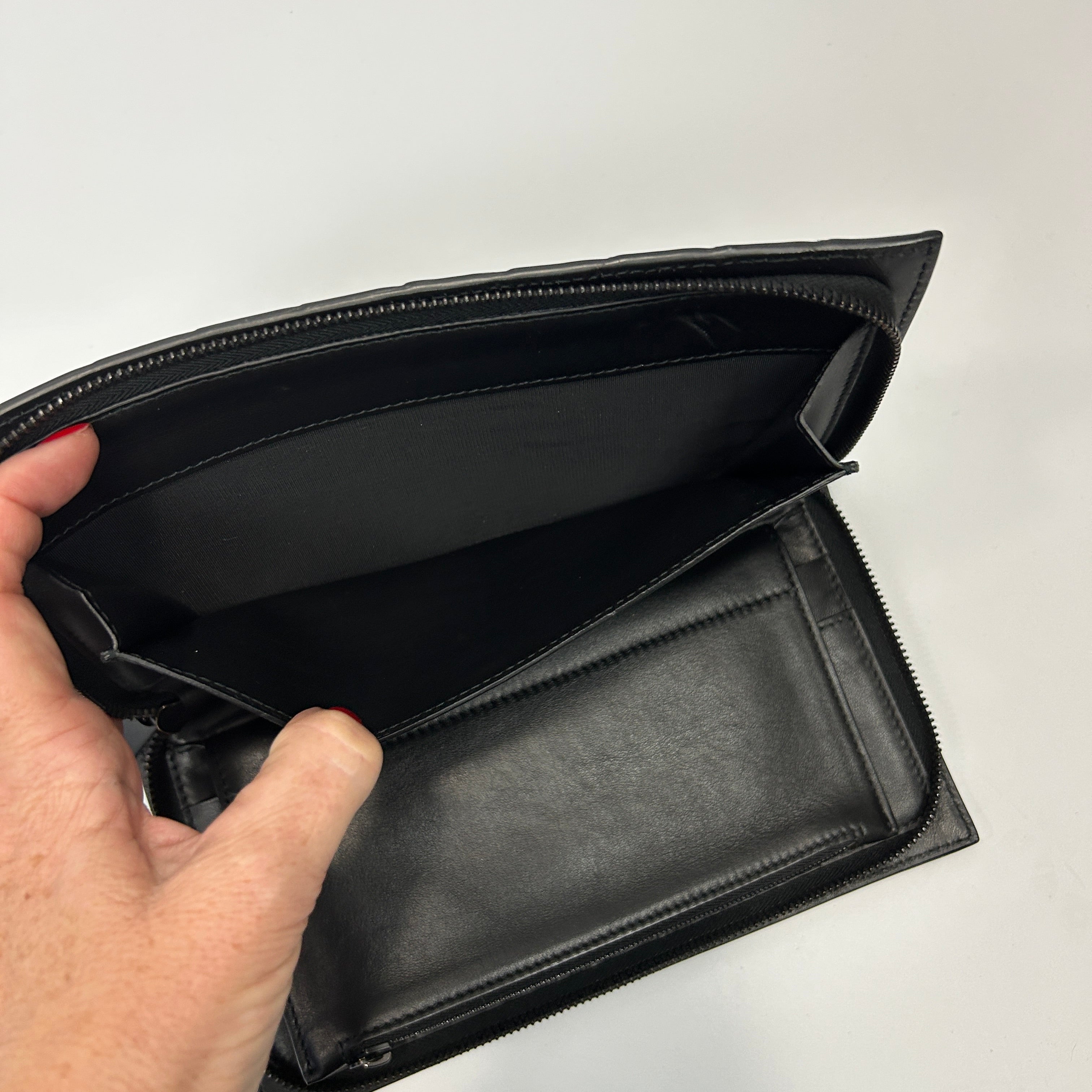 Bottega Veneta Black Intrecciato Long Wallet on a Handle