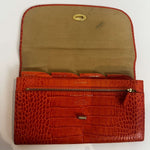 Smythson £425 Orange Leather Travel Case/Clutch Bag