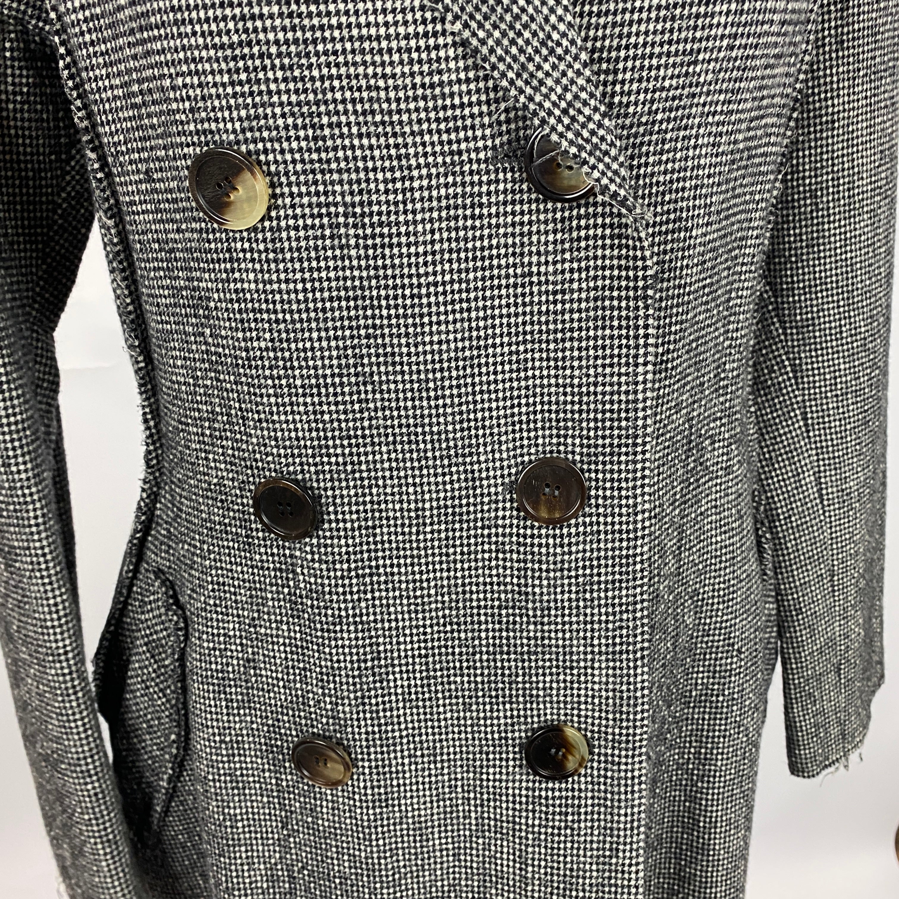 Lanvin Black & White Puppytooth Raw Edge Coat XS