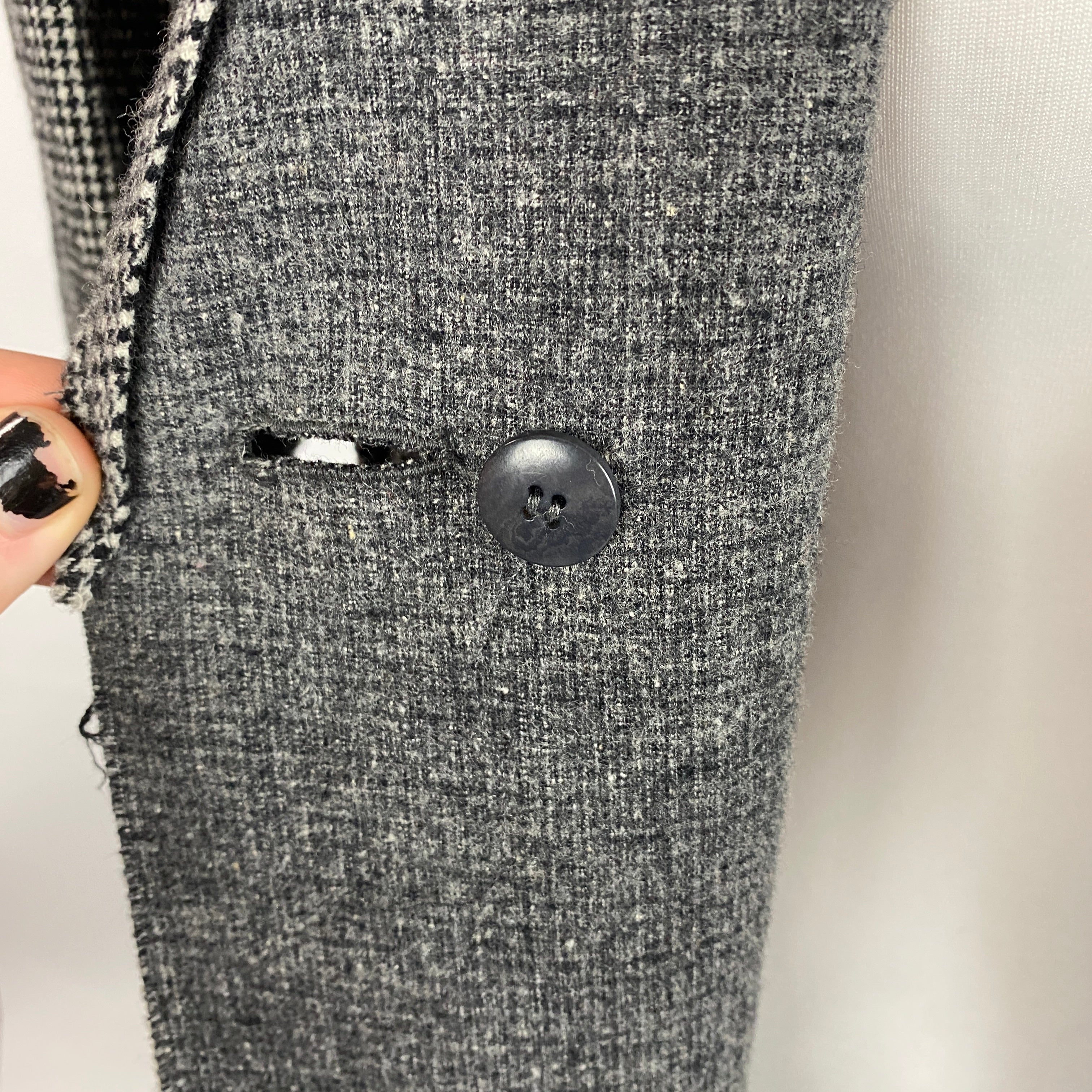 Lanvin Black & White Puppytooth Raw Edge Coat XS