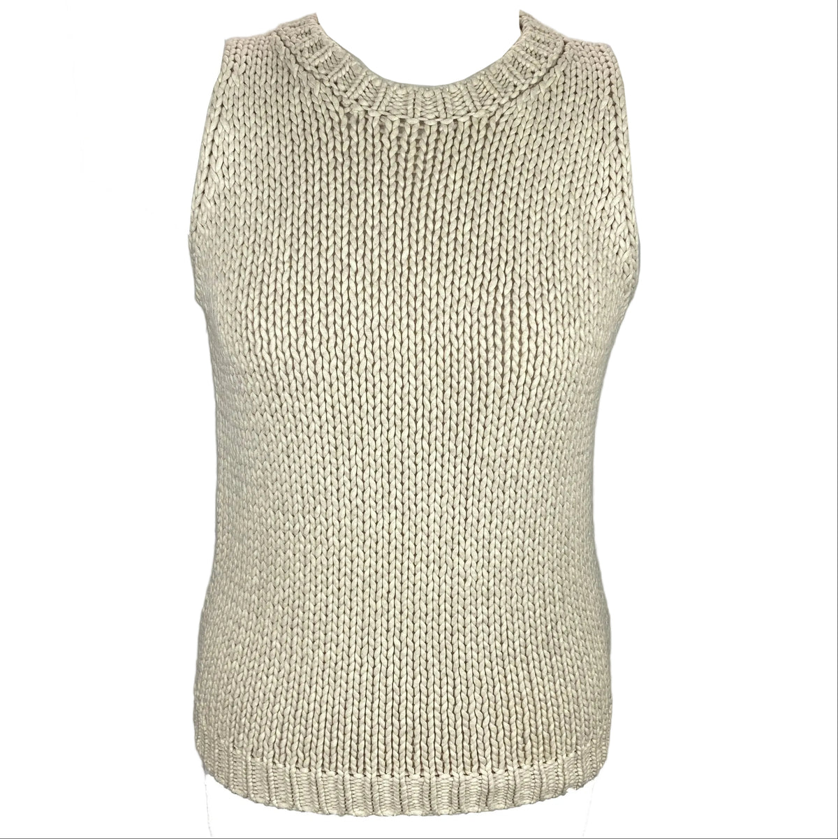 Brunello Cucinelli £1000 Vanilla Chunky Cotton Tank Top M