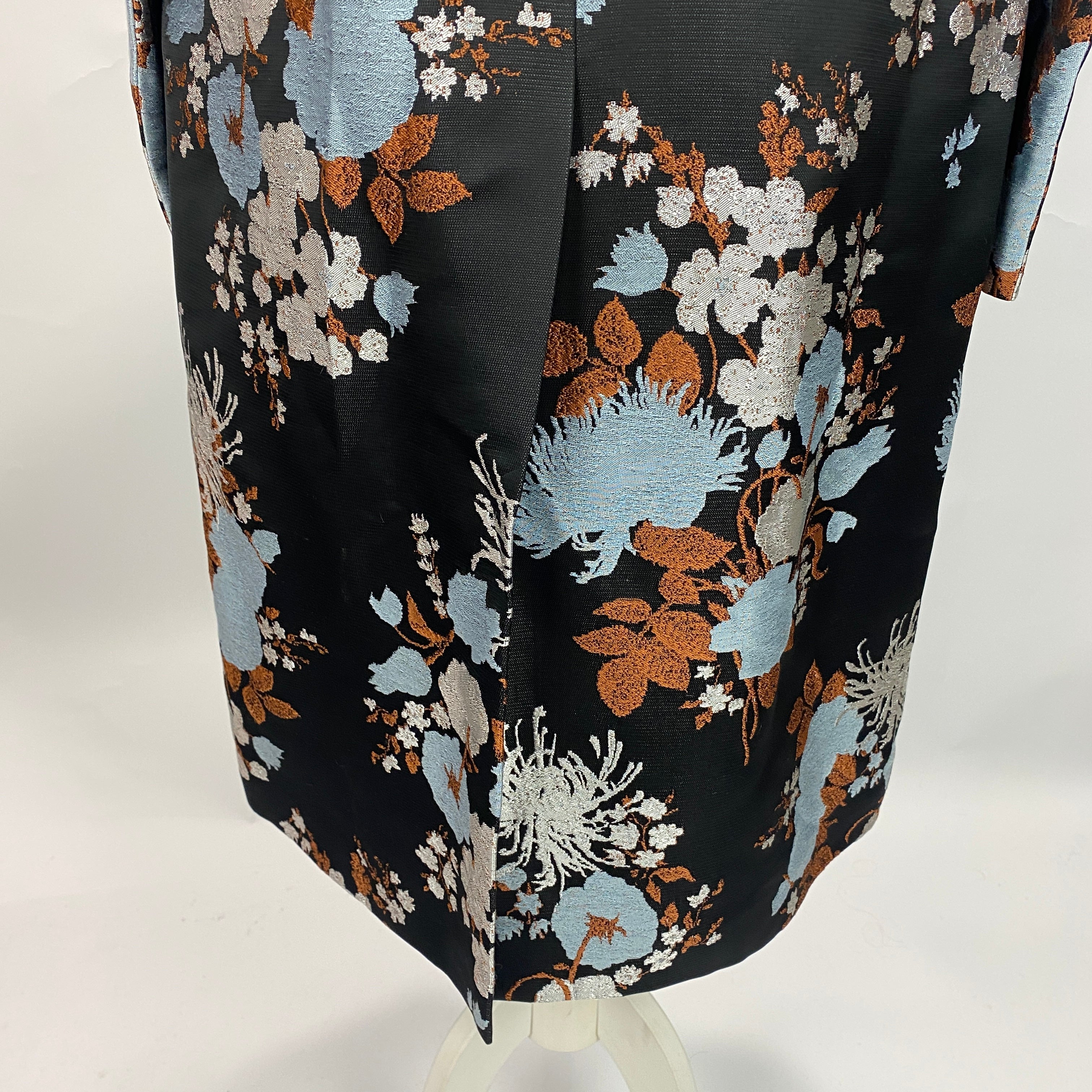 Dries Van Noten New Black Silver & Bronze Brocade Coat M